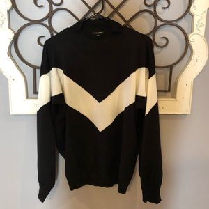 Black & White Puff Sleeve Sweater